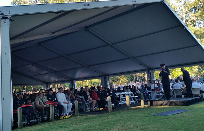 15 x 20m Pavilion for shade at this years local RSL Anzac Day Service. Some 3000 people attended.