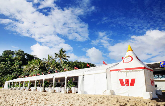 Beach marquee as restaurant for recent food and wine festival