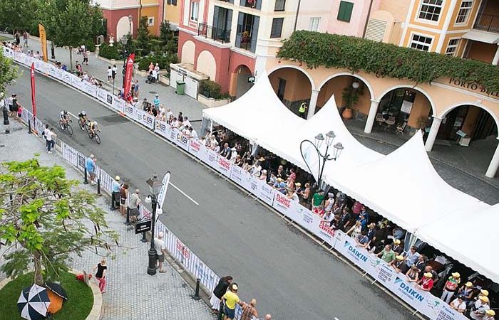 Cycling Event Finish Line Pagodas in Series