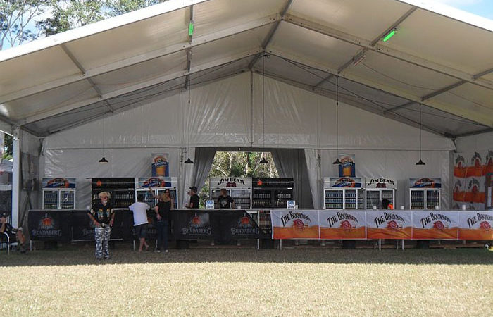 Large marquee structure for festival bar