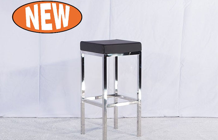 Mode Stainless Steel Bar Stool with black pad