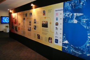 Use of corinthian display panels to create a panel wall for corporate event