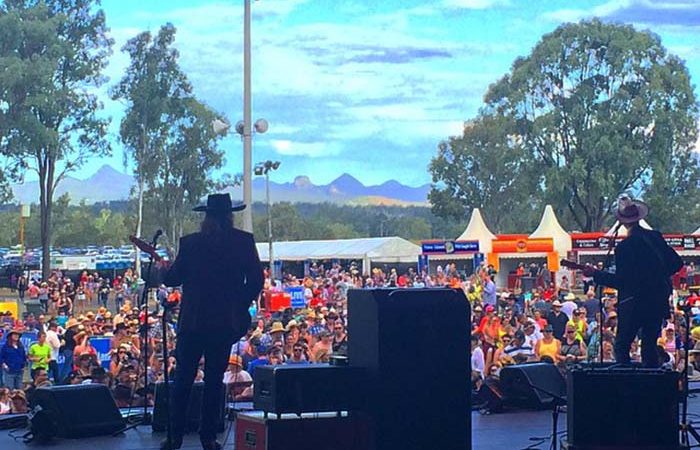 Stars- eye view of country music fans and marquee structures