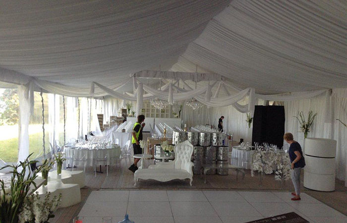 White dance floor on whitewashed timber flooring