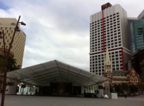 Marquee set up in a city