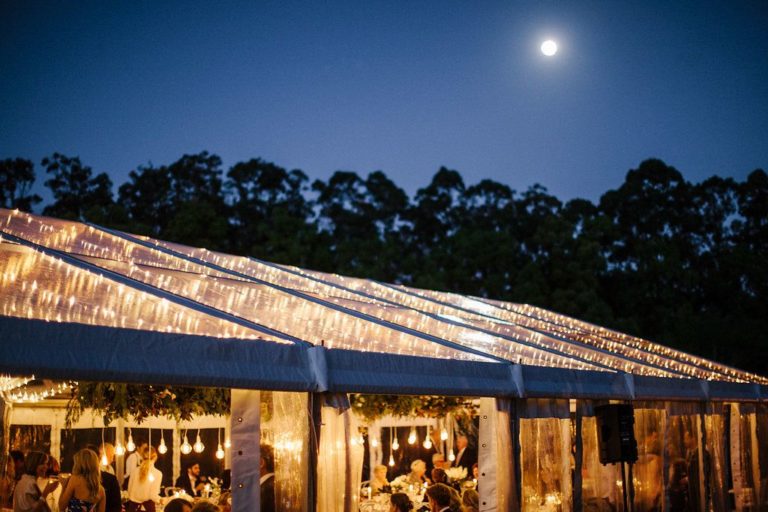 night time photo of external marquee